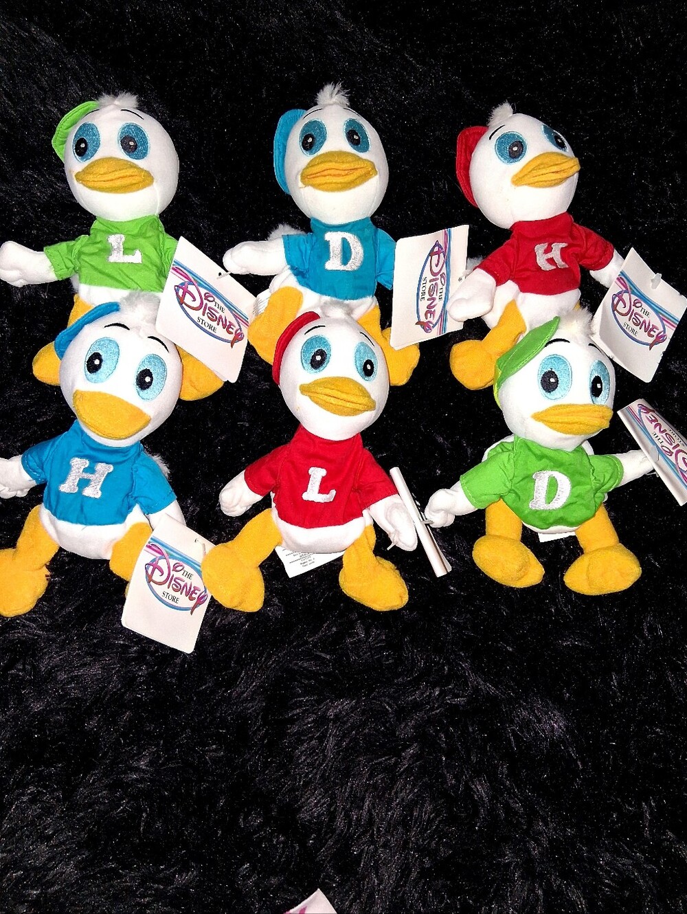 RARE ERROR SET OF 6 DISNEY STORE HUEY DEWEY LOUIE MINI BEAN BAG PLUSH DUCKTALES